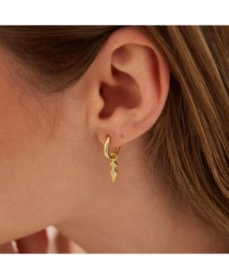 Sterling Silver Pave Spike Rhombus Drop Earrings