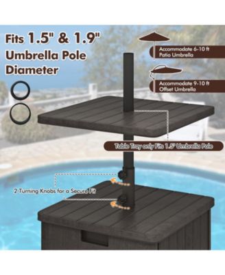 Patio 175lbs Fillable Umbrella Base w/ Table Tray Wheeled 3-in-1 Stand Outdoor
