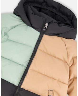 Boy Colorblocked Puffy Winter Coat Black - Child