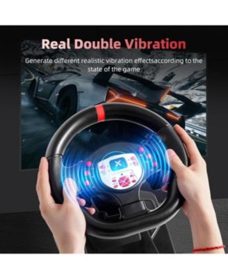 180&deg;Gaming Steering Wheel with Dual Vibration & Pedals – Compatible with Xbox One, Xbox Series X|S, PS4, PC, Switch, PS3, Xbox 360 & Android