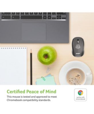 RF Wireless Mouse (Gray/Black) | Works with Chromebook | USB Plug and Play for Right/Left Handed Users