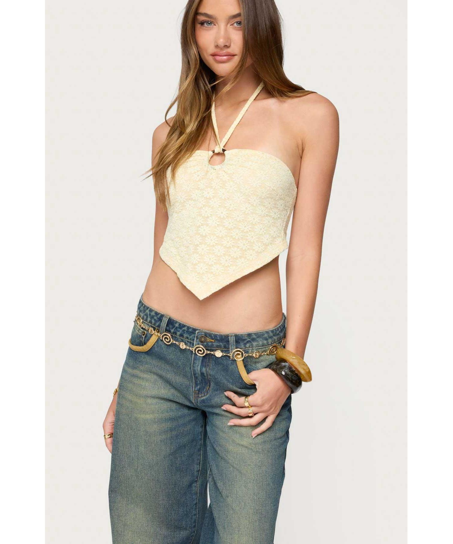 Women's Alana Floral Handkerchief Halter Top