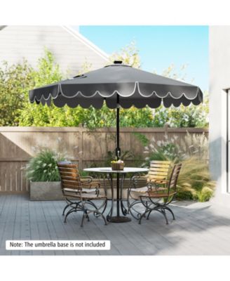 9.3 FT Solar Patio Umbrella w/ 32 LED Lights & Vented Top & Ruffles