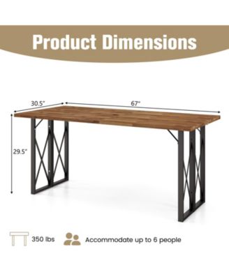 67'' Heavy-Duty Rectangle Table Acacia Wood Dining Table w/ Umbrella Hole Patio