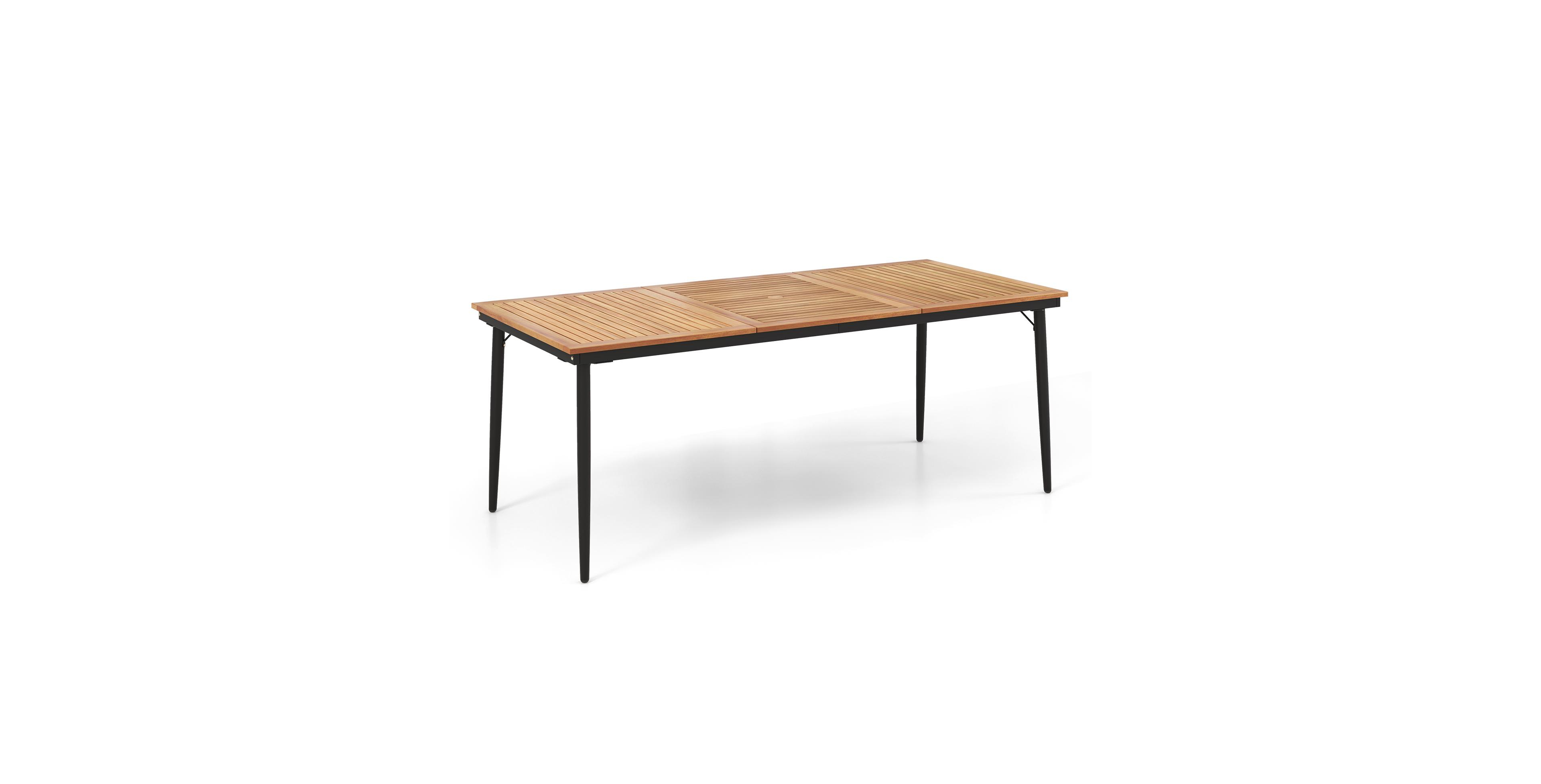 Gymax 79'' Outdoor Dining Table for 8 Acacia Wood Table w/ 1.9'' Umbrella Hole Patio