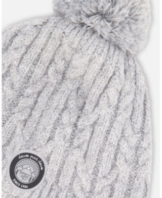 Kids Unisex Lined Winter Hat with Pompom Heather Gray - Toddler|Child