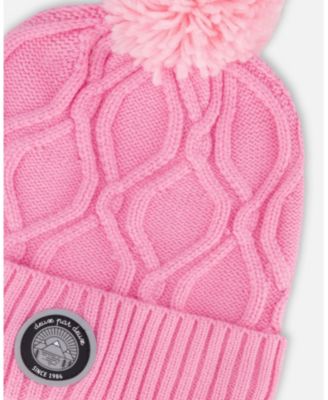 Girl Lined Knit Pompom Hat Pink - Toddler|Child