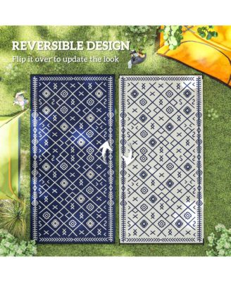 Outdoor Rug, 9' x 18' Floor Mat, Rhombus