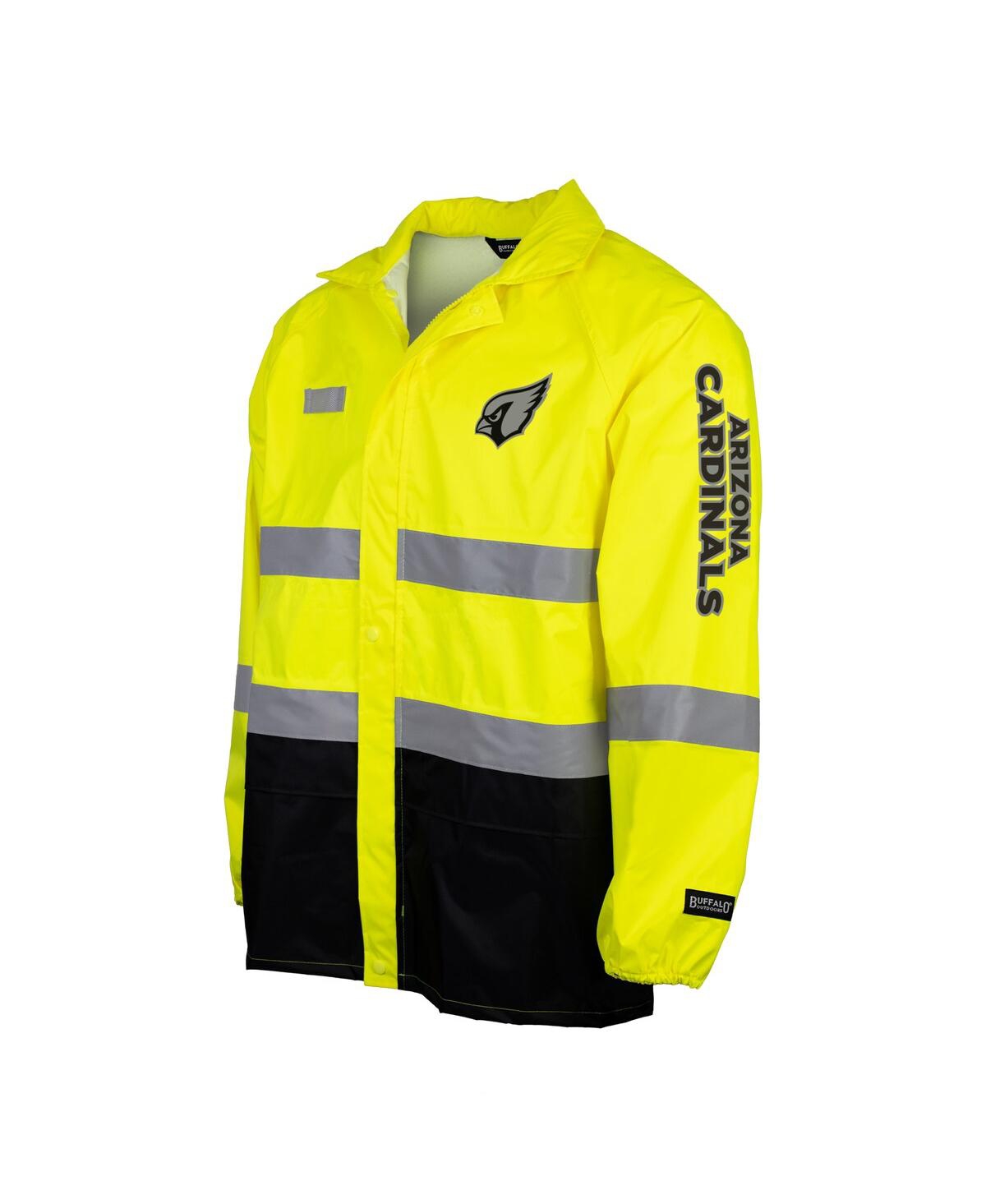 Buffalo Outdoors Men's Yellow Arizona Cardinals Hi-vis Safety Waterproof Rain Shell Full-zip Hooded Jacket In Yellow