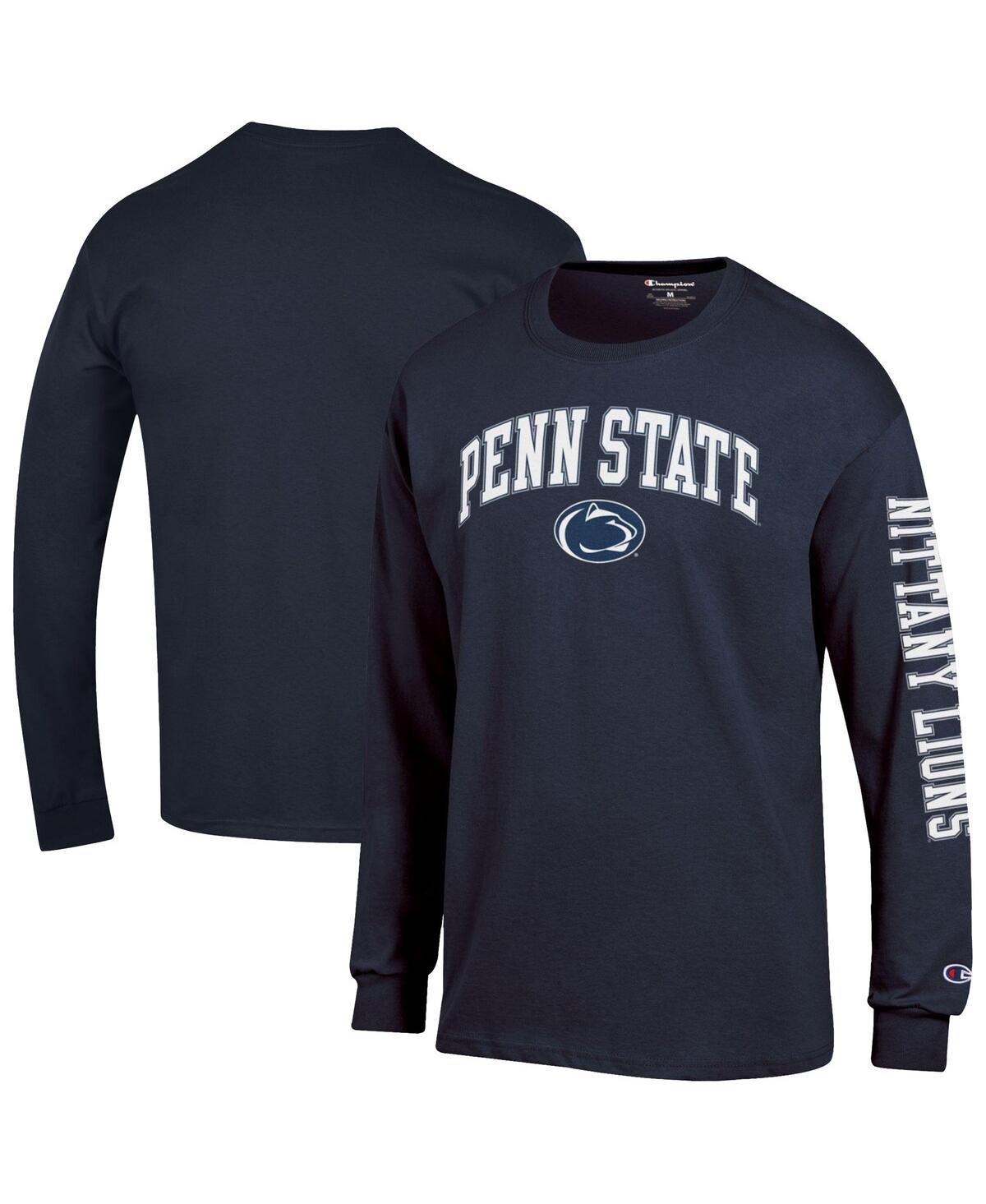 Men's Navy Penn State Nittany Lions Arch Over Logo 2-Hit Long Sleeve T-Shirt - Navy