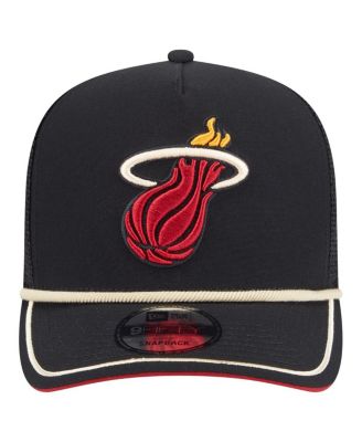 Men's Black Miami Heat Team Rope A-Frame 9FIFTY Snapback Hat