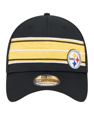 Men's Black Pittsburgh Steelers Stripes 39THIRTY Flex Hat