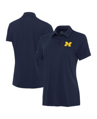 Antigua - Women's Navy Michigan Wolverines Reprocess Polo