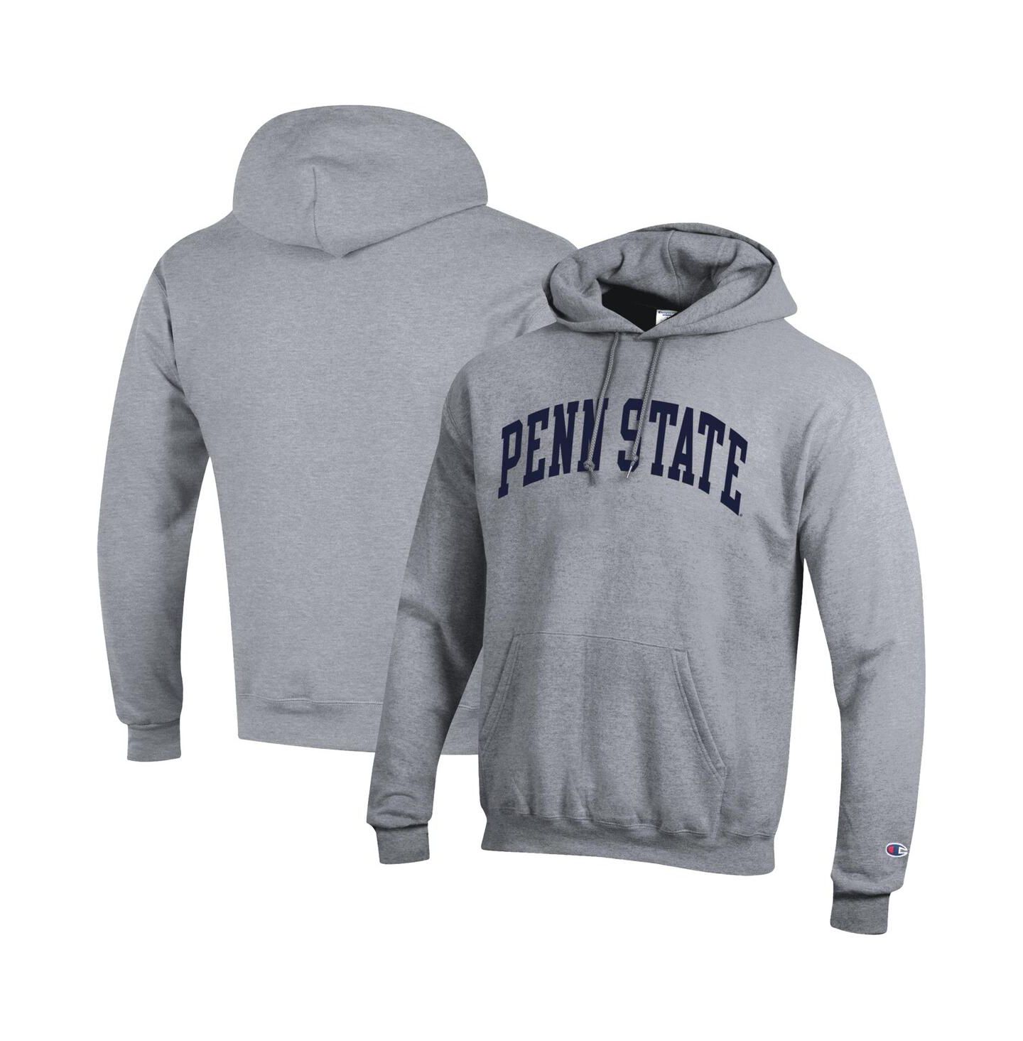 Мужское худи Champion Navy Penn State Nittany Lions Basic Arch Fleece Pullover, цвет: Меланжевый серый — фото 1