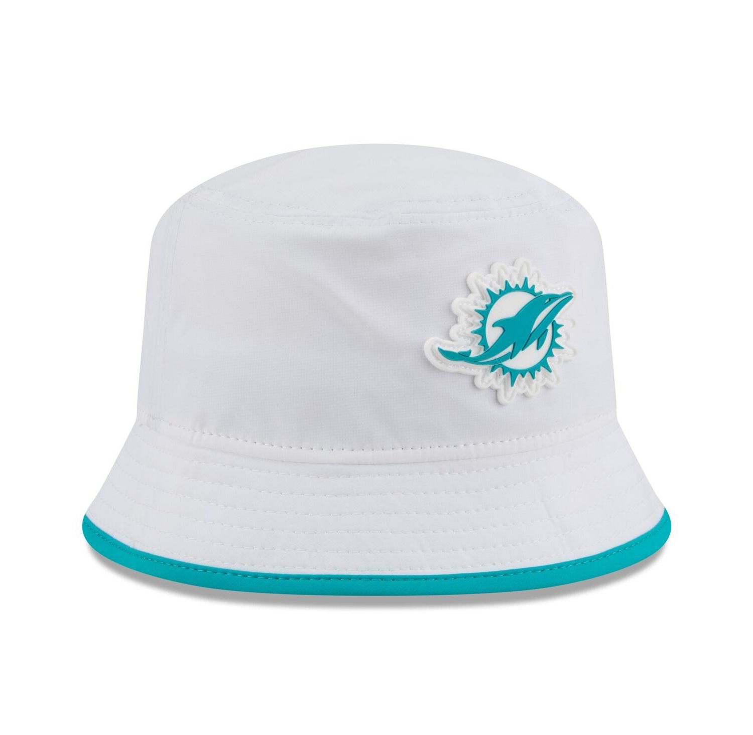 Men's White Miami Dolphins 2025 NFL Training Camp Stretch Bucket Hat