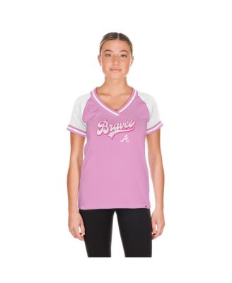 New Era - Women's Light Pink Atlanta Braves Gameday V-Neck T-Shirt