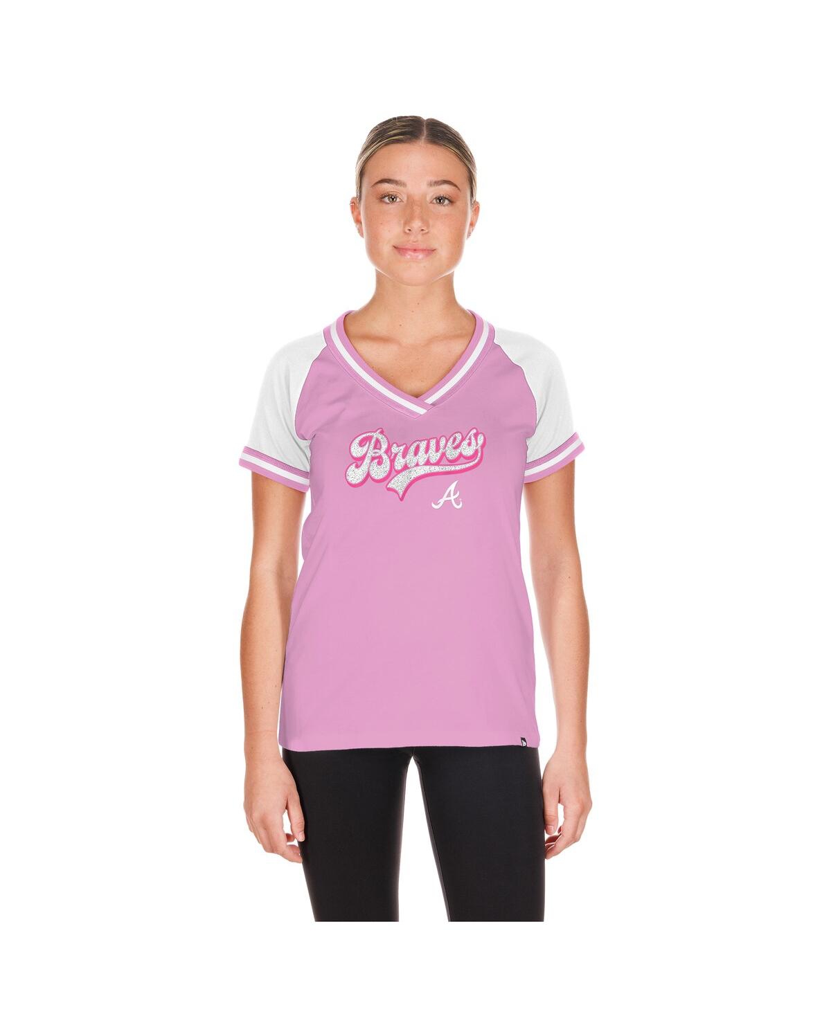 Women's Light Pink Atlanta Braves Gameday V-Neck T-Shirt - Light Pink