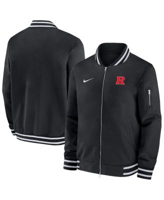 Nike - Men's Black Rutgers Scarlet Knights Sideline Relaxed Full-Zip Bomber Jacket