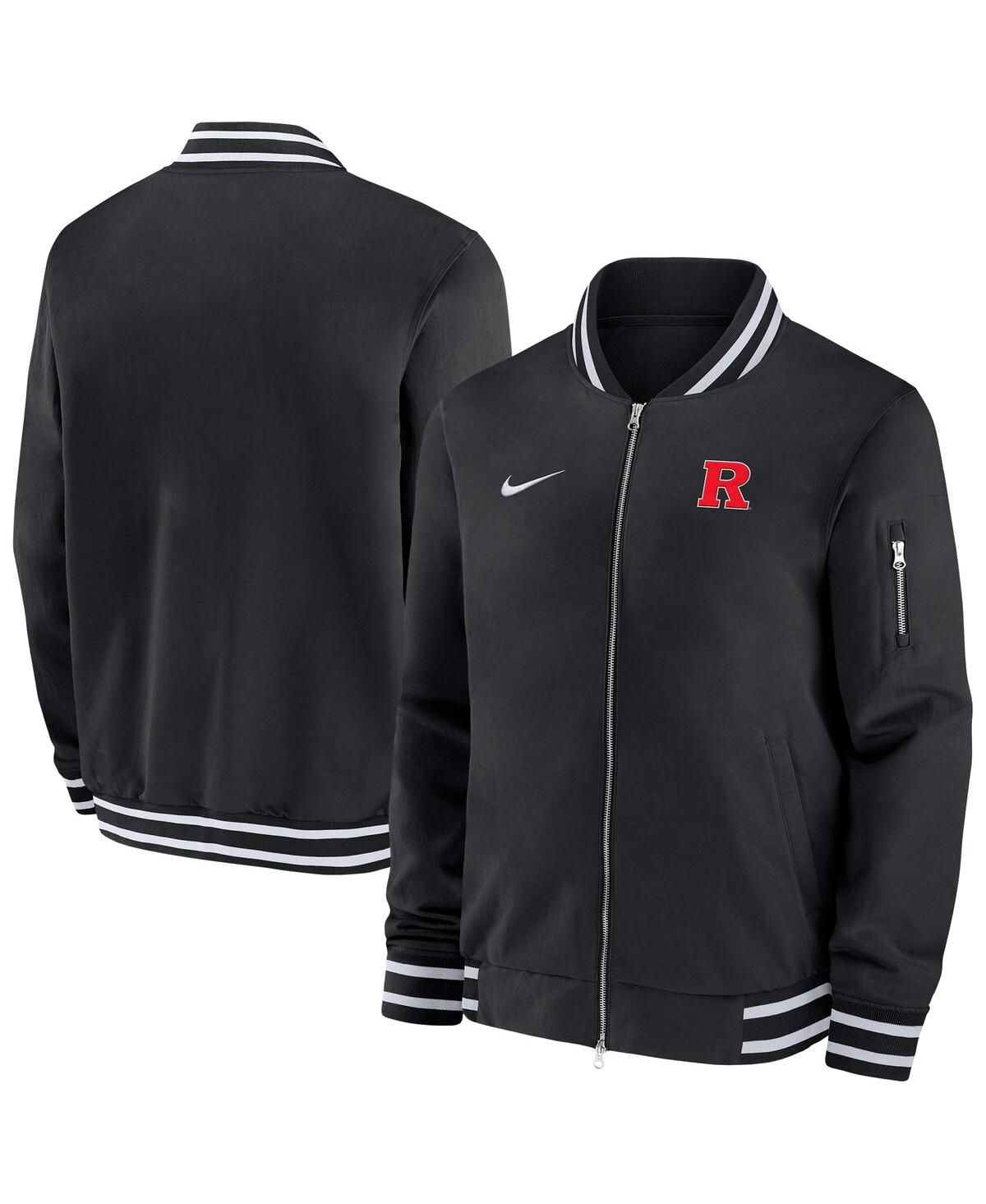 Мужская черная куртка-бомбер Rutgers Scarlet Knights Sideline свободного кроя на молнии