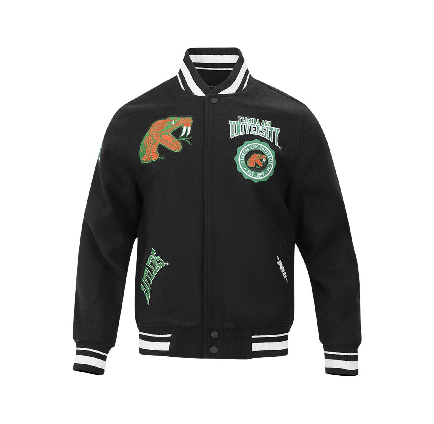 Men's Black Florida A & M Rattlers Crest Wool Full-Zip Jacket