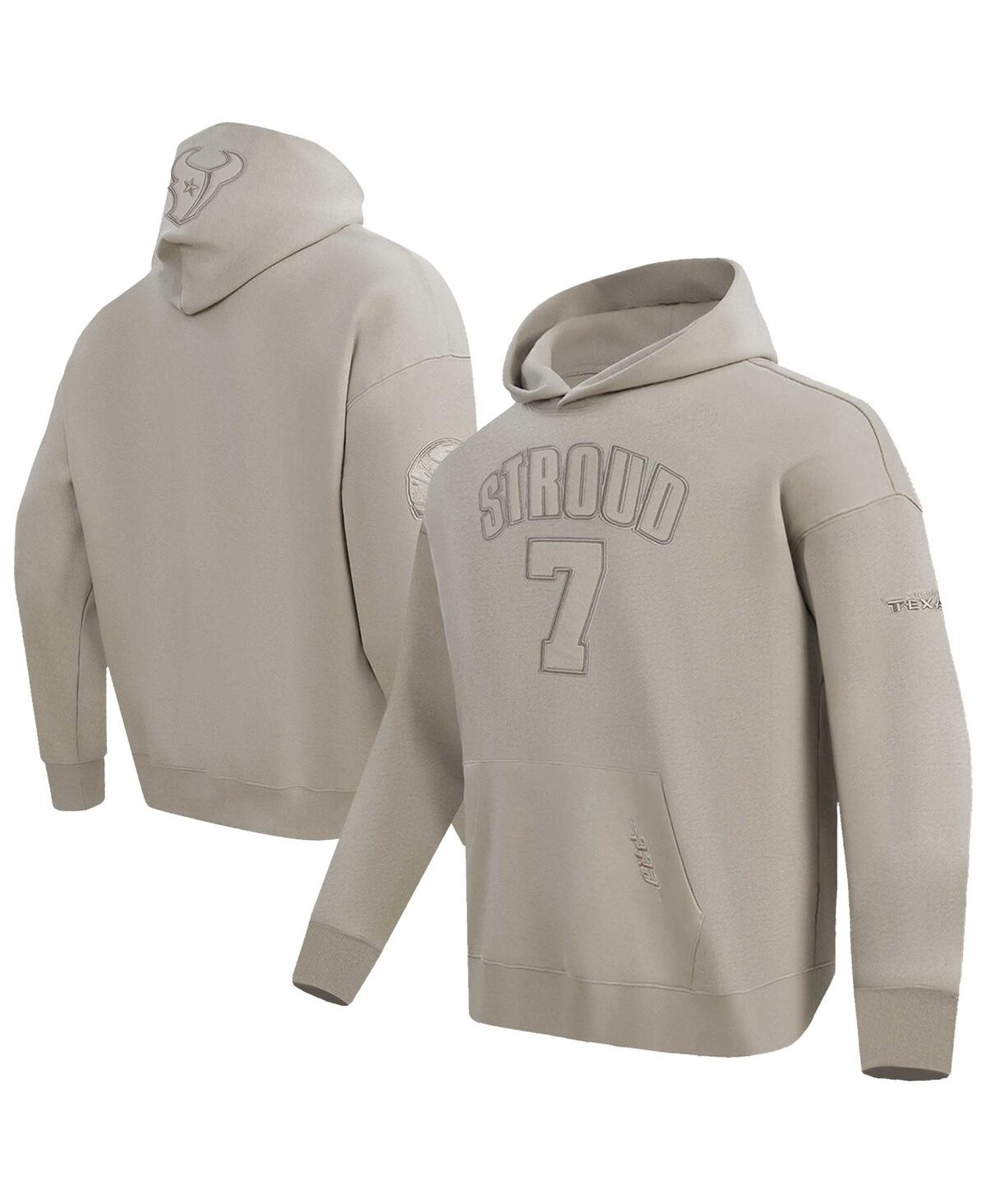 Men's C.j. Stroud Tan Houston Texans Player Name Number Pullover Hoodie - Tan