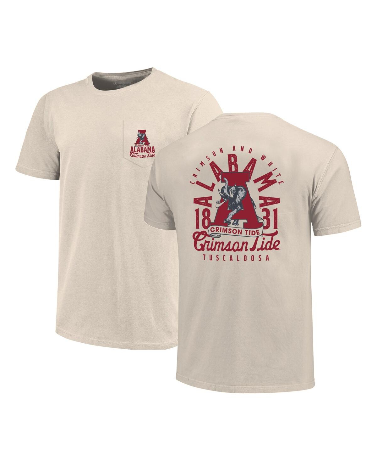 Men's Cream Alabama Crimson Tide Big Tall Mascot Overlay Essential Pocket T-Shirt - Cream