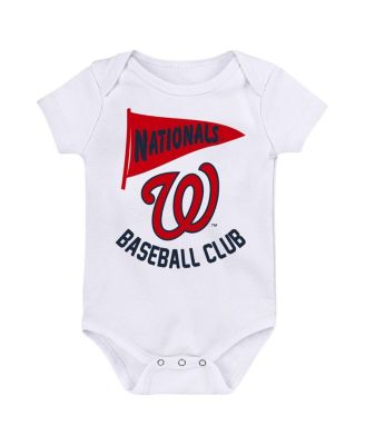 Baby Boys and Girls 3-Pack Washington Nationals Fan Pennant Bodysuit Set