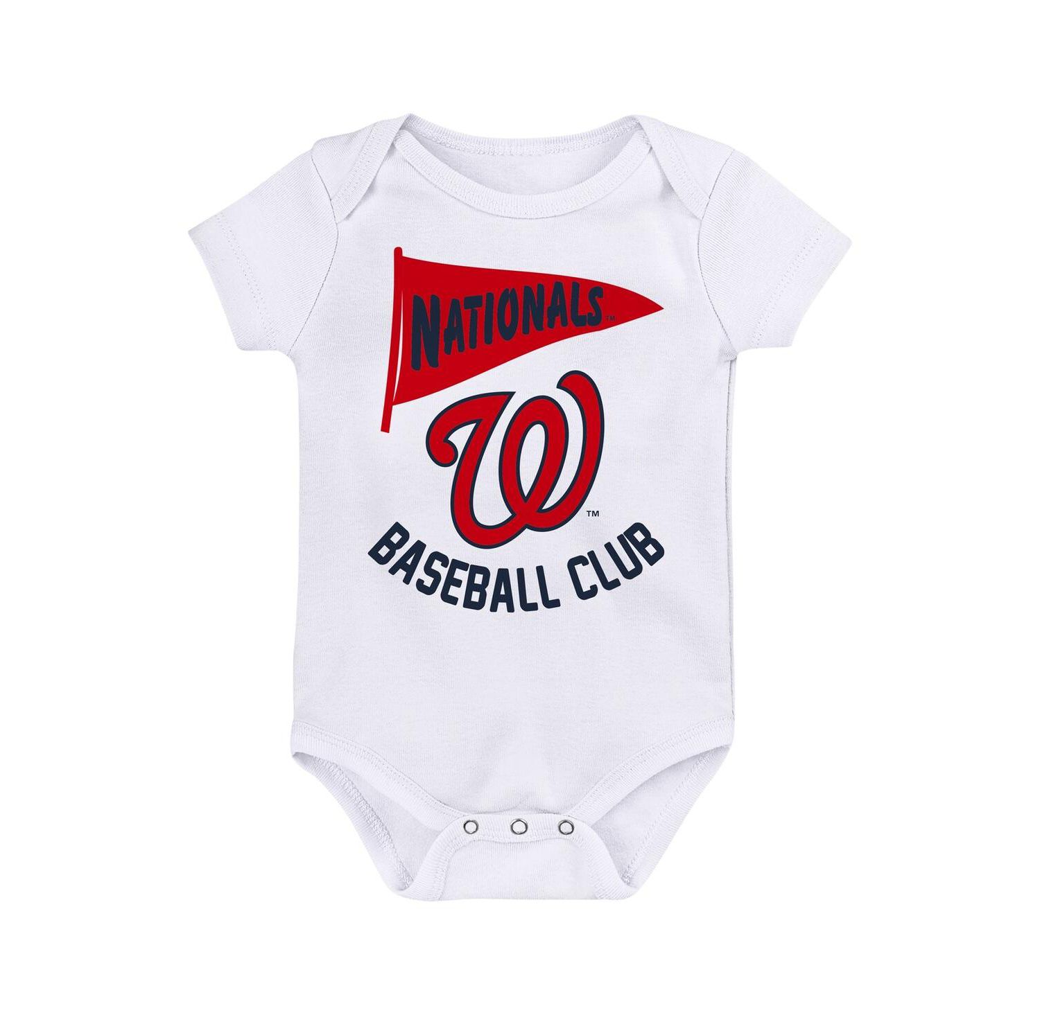Baby Boys and Girls 3-Pack Washington Nationals Fan Pennant Bodysuit Set