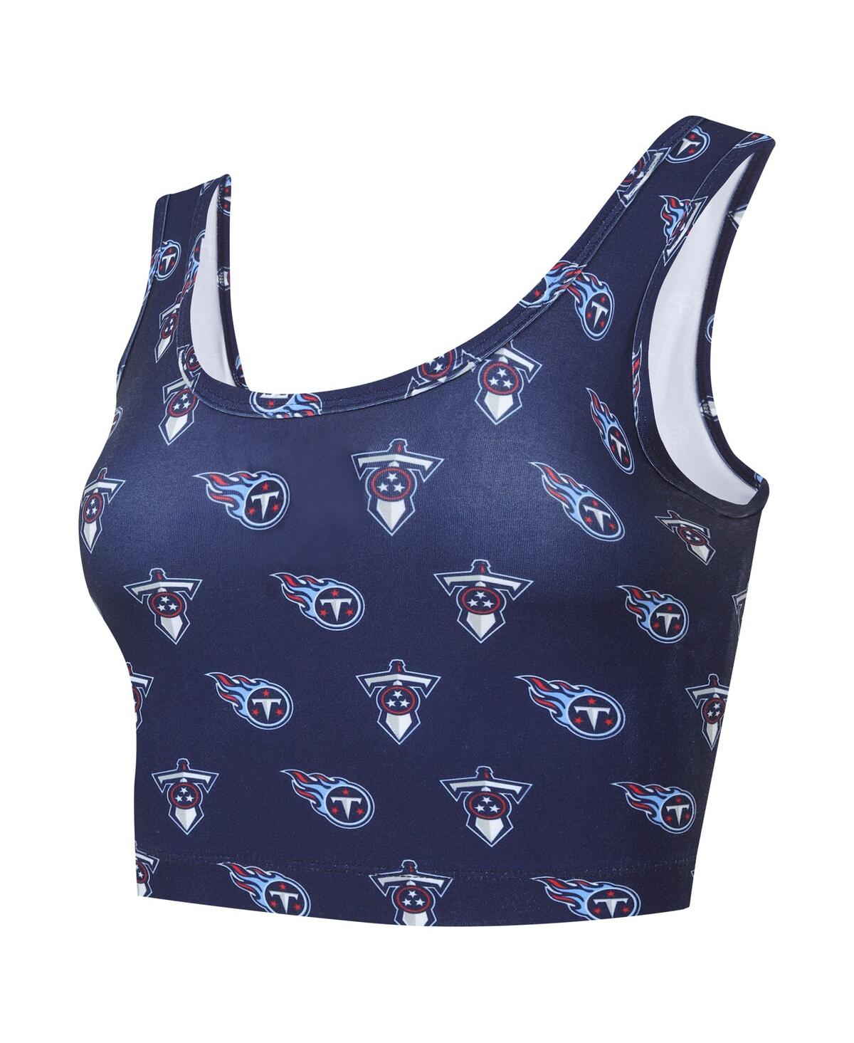 Concepts Sport Women's Navy Tennessee Titans Record Allover Print Bralette In Blue