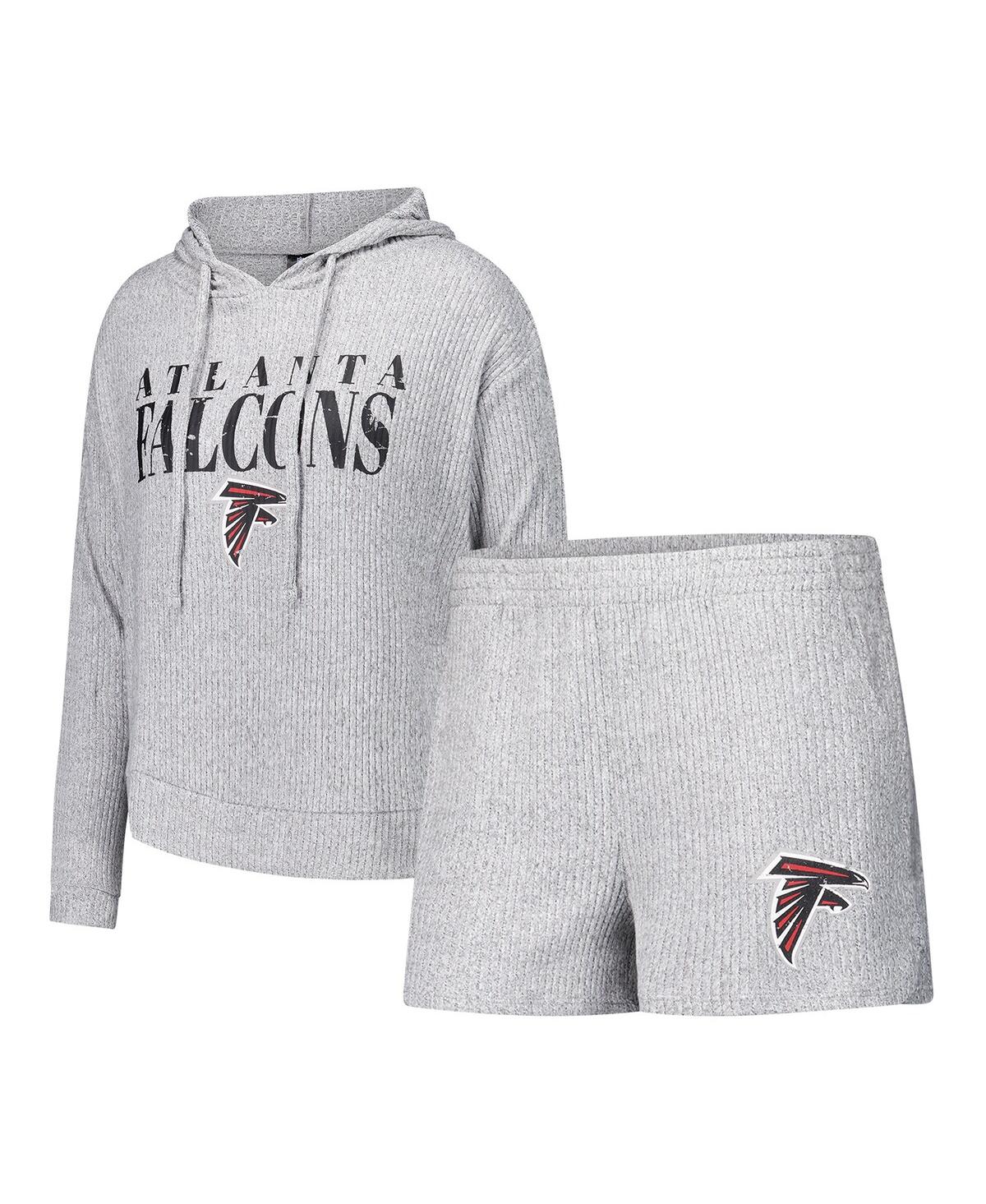 Women's 2-Piece Gray Atlanta Falcons Juniper Long Sleeve Hoodie Top and Shorts Sleep Set - Gray