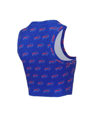 Women's 2-Piece Buffalo Bills Gauge Allover Print Cropped Tank Top and Shorts Sleep Set