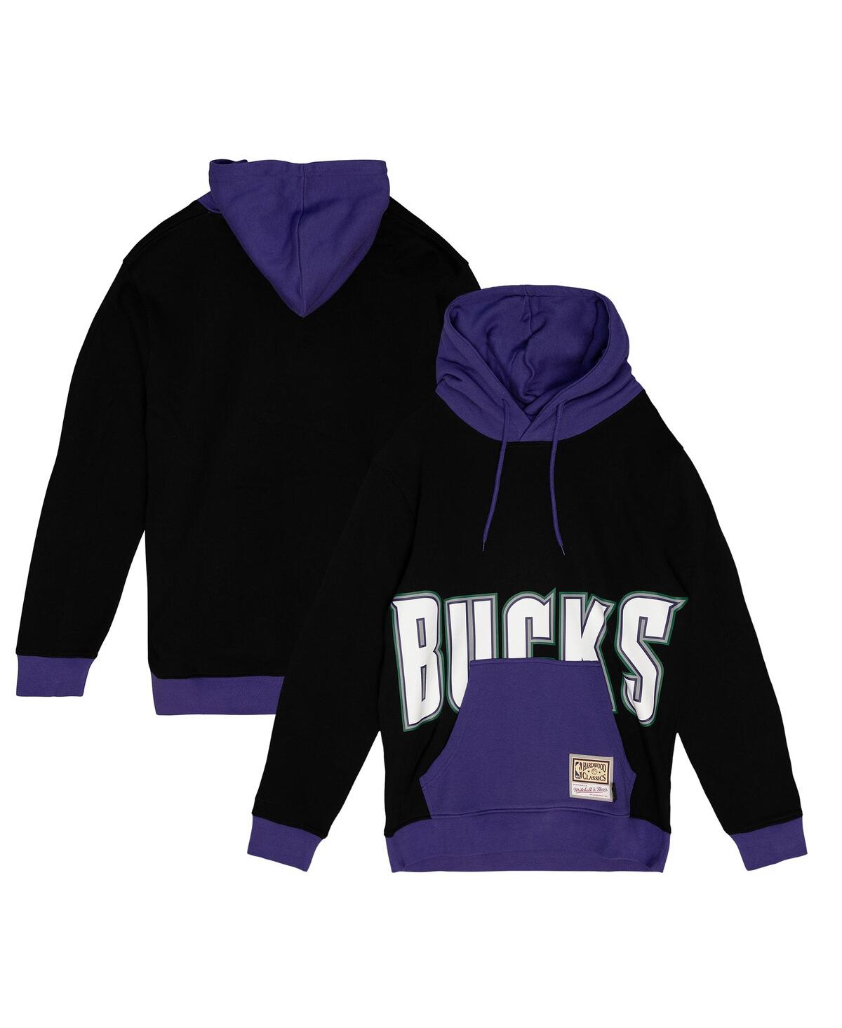 Men's Black Milwaukee Bucks Hardwood Classics Big Face 5.0 Pullover Hoodie - Black