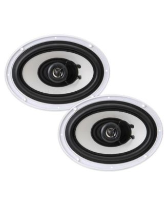Dual 6'' x 9'' Water Resistant Marine Speakers, 2-Way Full Range Stereo Sound, 260 Watt, White