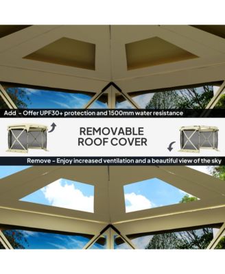 11ft Pop Up Gazebo Screen Tent with Removable Roof, Dark