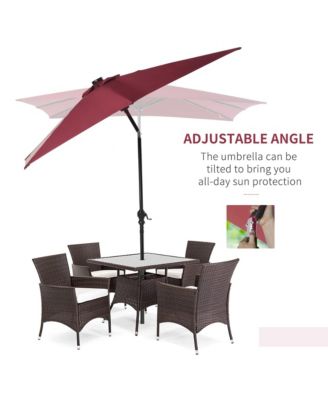 9' x 7' Solar Umbrella, Patio Umbrella with LED Lights, Wine