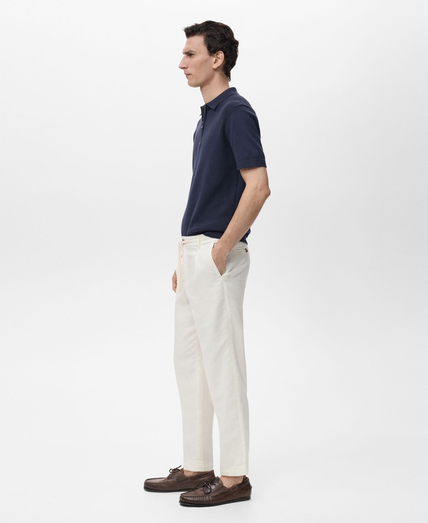Men's Slim-Fit Drawstring Linen Pants