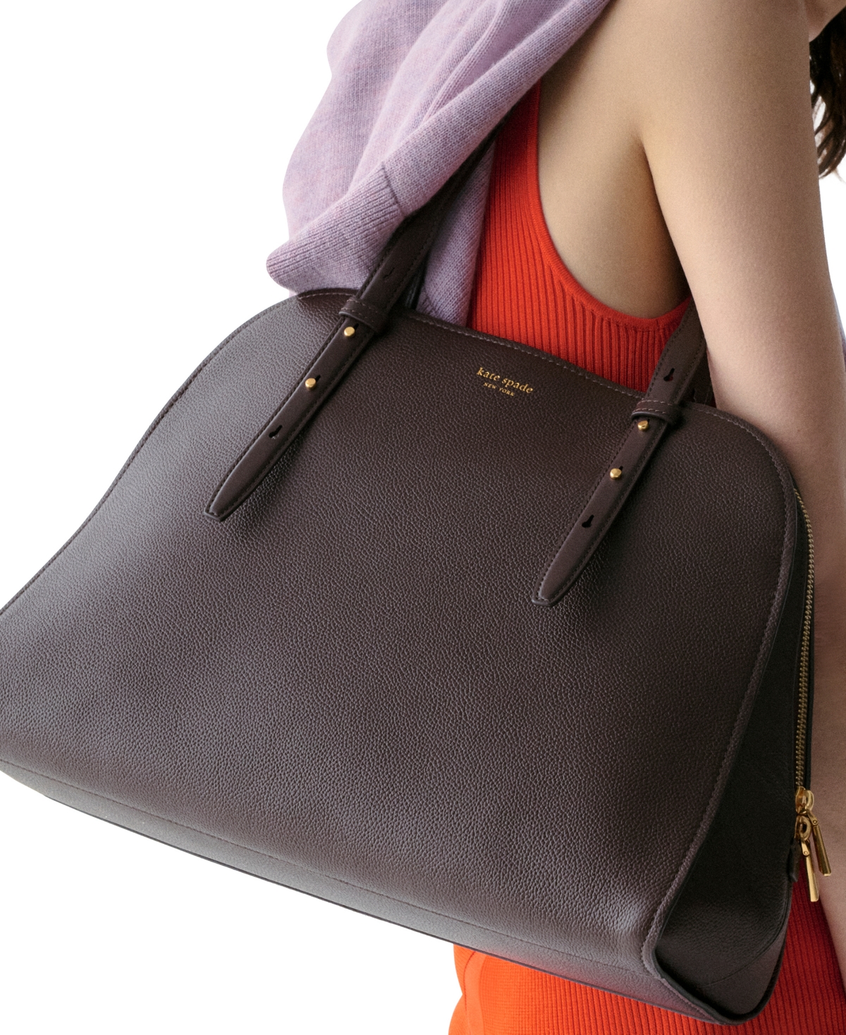 Kate Spade Do It All Pebbled Leather Maise Carryall In Brown
