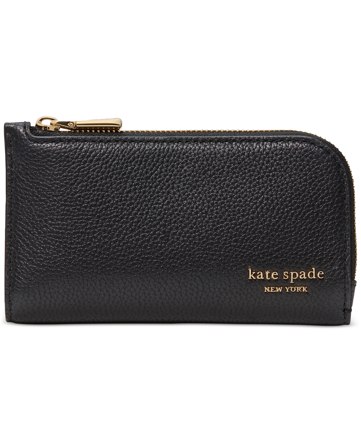 Kate Spade Devin Pebbled Leather Small Slim Bifold Wallet In Black