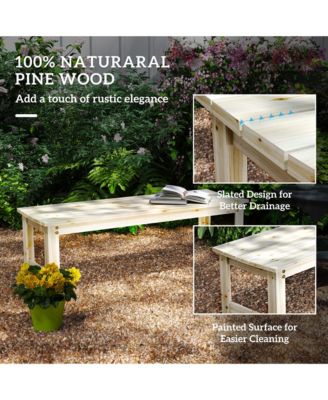 2-Seat Wood Garden Bench, Patio Bench w/ Slatted Seat,