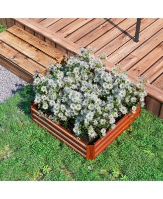 Set of 2 Raised Garden Bed Galvanized Planter Box, 23.5" L x 23.5" W x 12" H.