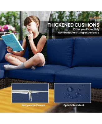 7 Piece Wicker Patio Furniture Set Outdoor Sectional, /