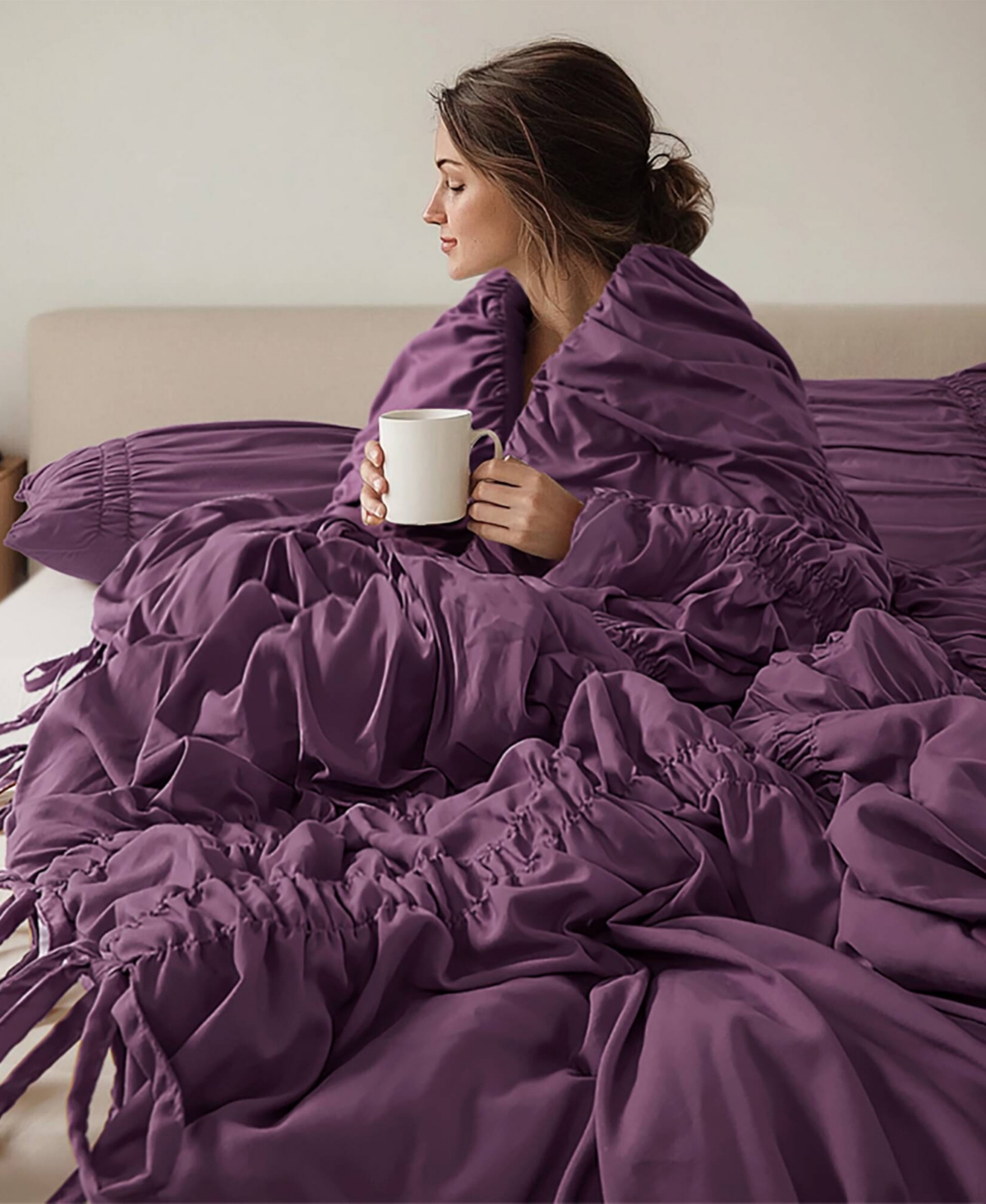 510 Design Mia Ruched 3-pc. Comforter Set, Queen In Purple