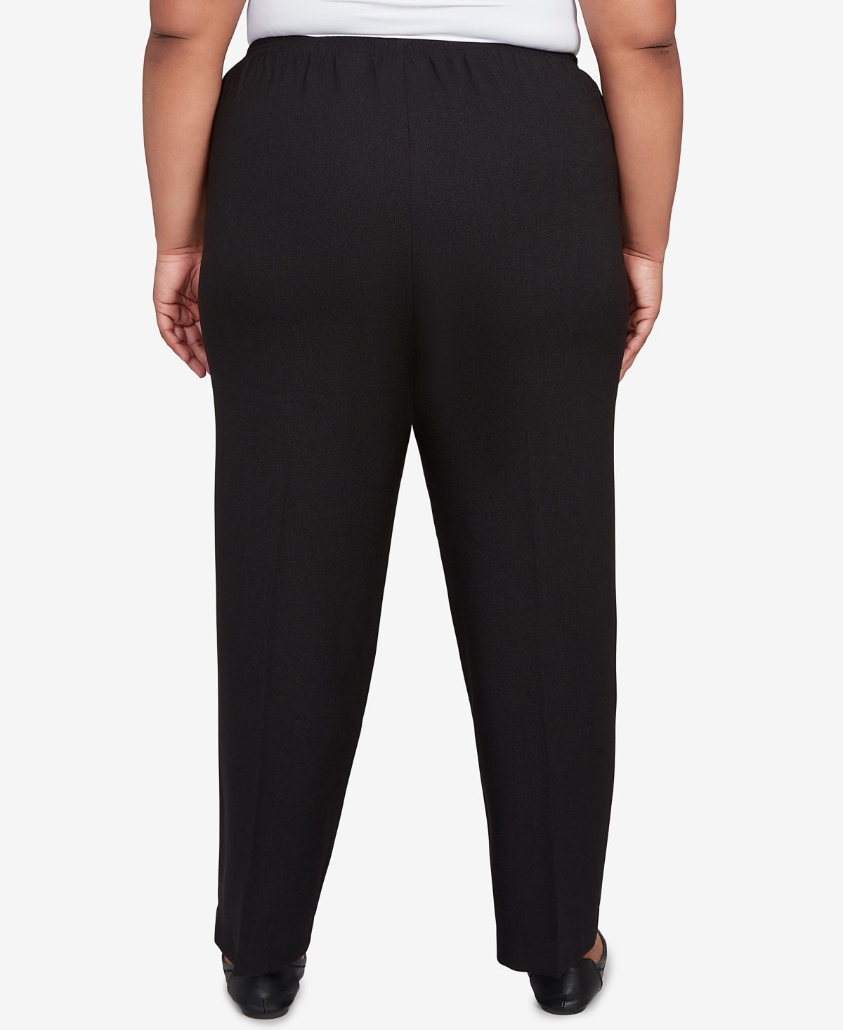 Alfred Dunner Plus Size As Usual Textured Pull On Elastic Medium Length Pants In Black