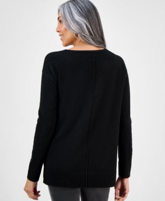 Petite Seam-Front Boat-Neck Luxsoft Sweater