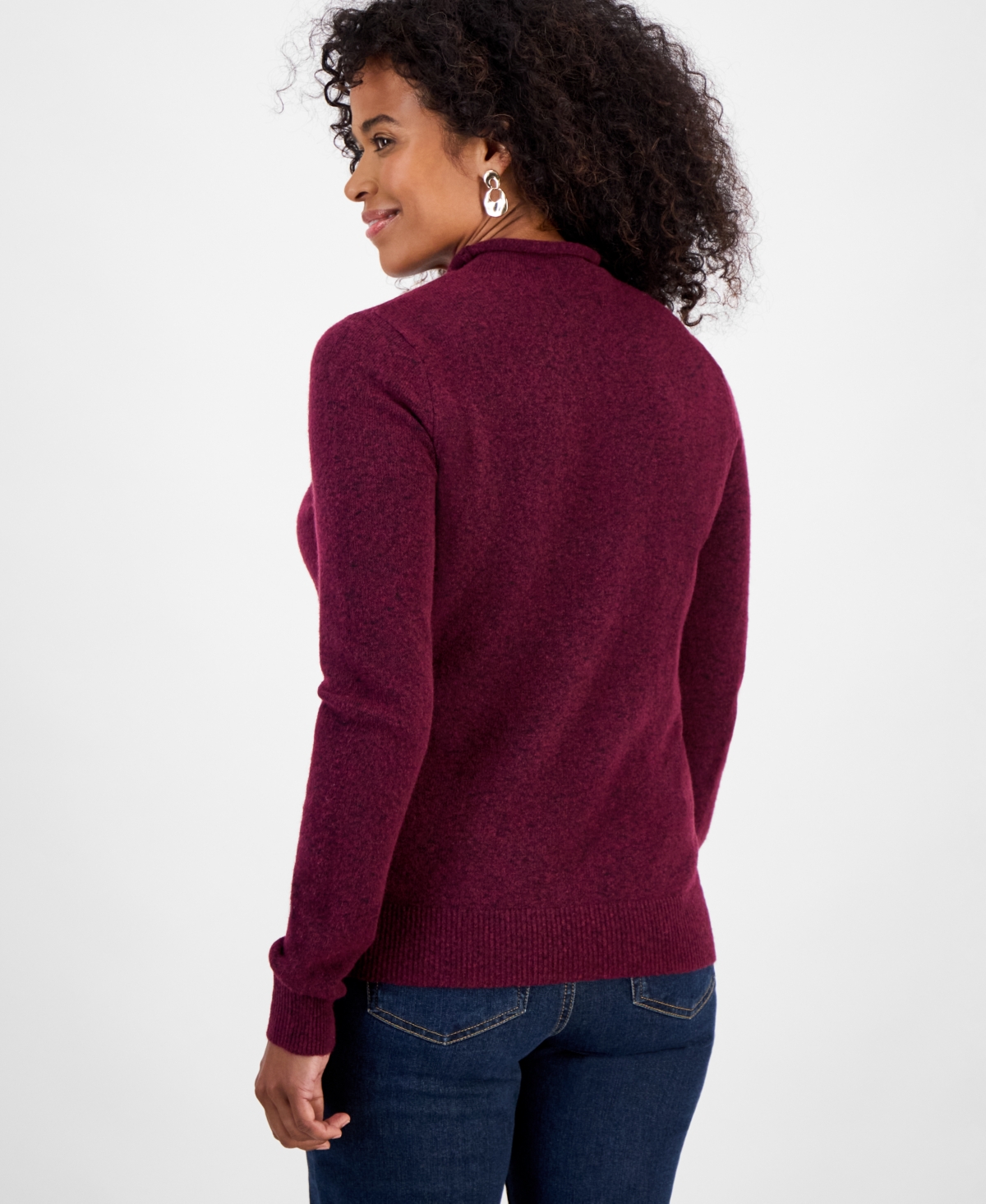 Style & Co Petite Mock Neck Sweater, Macy's Exclusive In Burgundy