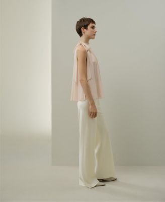 Women's Silk Georgette Tie-Neck Blouse