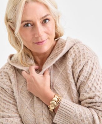 Women's Chunky Cable-Knit Hoodie Cardigan, Created for Macy's