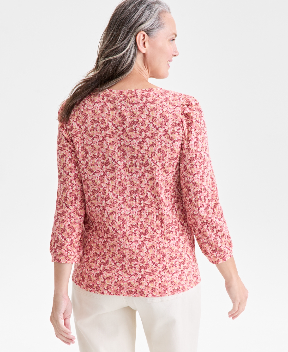 Style & Co Petite Floral-print Scoop-neck Top, Macy's Exclusive