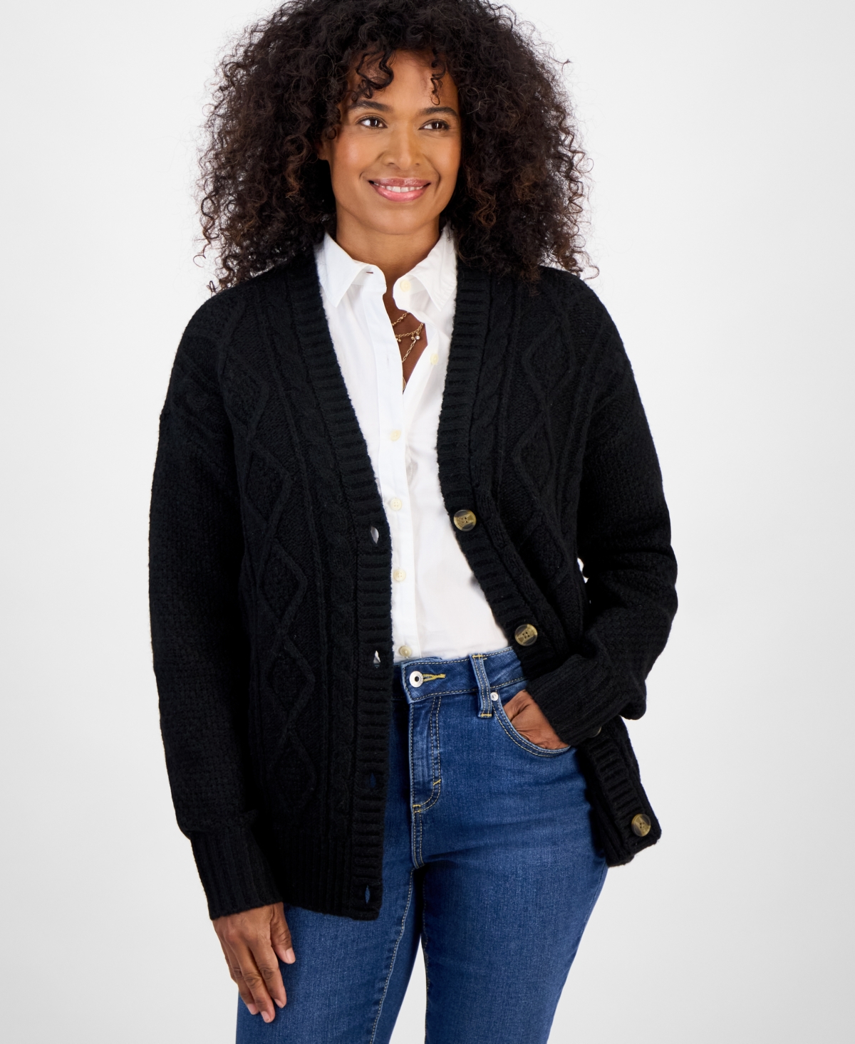 Style & Co Women's Chunky Cable-Knit Cardigan, Macy's Exclusive