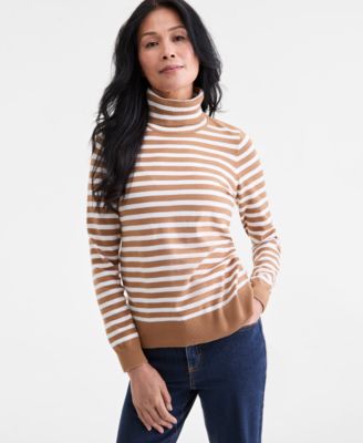 Style & Co - Women's Striped Turtleneck Long-Sleeve Sweater
